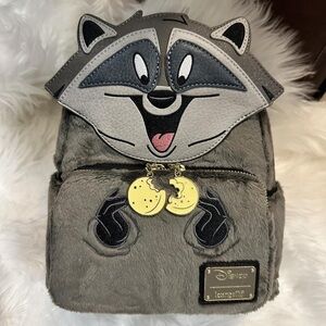 Loungefly Gray and Black Raccoon Kids Backpack
